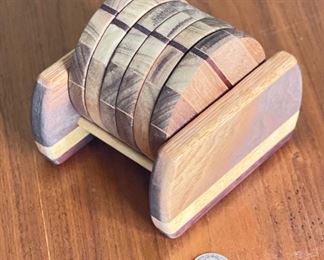 Artist Made Hard Wood Coasters set	4.5x4.5x5in	HxWxD
