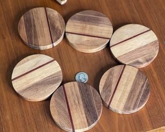 Artist Made Hard Wood Coasters set	4.5x4.5x5in	HxWxD
