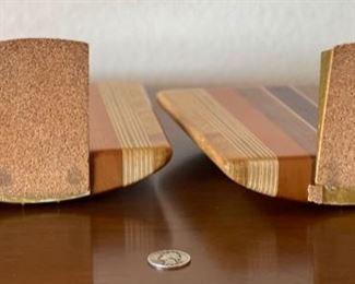 #1 Artist Made Hard Wood Bookends PAIR	6.75x6.75x1.25in	HxWxD
