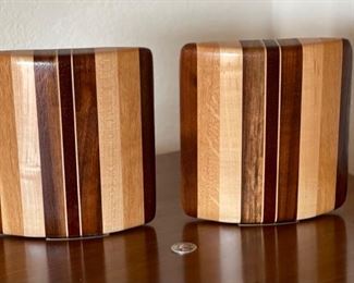 #2 Artist Made Hard Wood Bookends PAIR	7.25x6.5x1.5in	HxWxD
