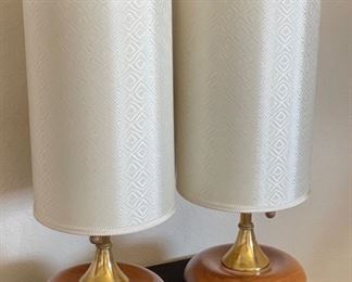 2pc MCM VH Woolums Teak Wood Lamps PAIR	19.5in H x 7in Diameter	
