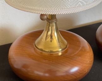 2pc MCM VH Woolums Teak Wood Lamps PAIR	19.5in H x 7in Diameter	
