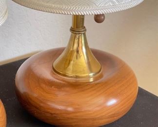 2pc MCM VH Woolums Teak Wood Lamps PAIR	19.5in H x 7in Diameter	
