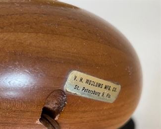 2pc MCM VH Woolums Teak Wood Lamps PAIR	19.5in H x 7in Diameter	
