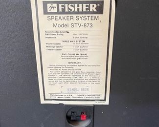 Fisher STV-873 Vintage Speakers	36x14.5x13.5in	HxWxD
