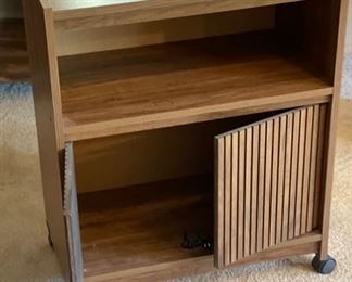 Faux Walnut Rolling AV Cart	29x23.5x13	HxWxD
