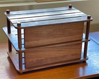 MCM Kalmar Teak Record Album Rack	13x16x10.5in	HxWxD
