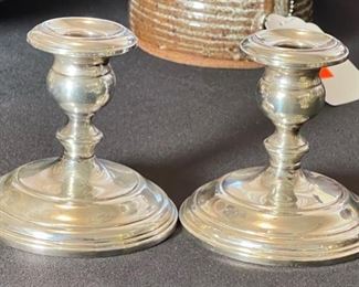 #2 Gorham Sterling WEIGHTED Candle Holders PAIR	4in H x 4in Diameter	
