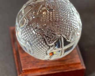 Waterford Crystal Globe paperweight on stand	3.25in Diameter	
