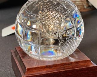 Waterford Crystal Globe paperweight on stand	3.25in Diameter	

