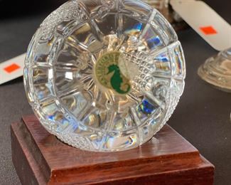 Waterford Crystal Globe paperweight on stand	3.25in Diameter	
