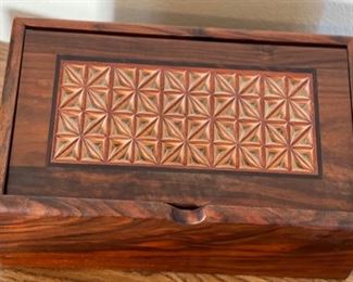 Chuck Stewart Wood Jewelry Trinket Box	5x15x9in	
