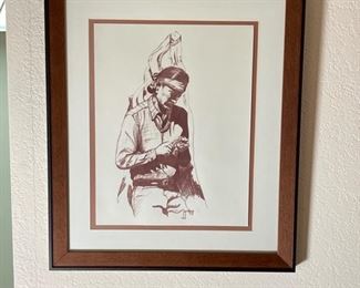 John D. Garcia Native American Man Framed Print Santa Clara, New Mexico Pueblo artist	16x14in	
