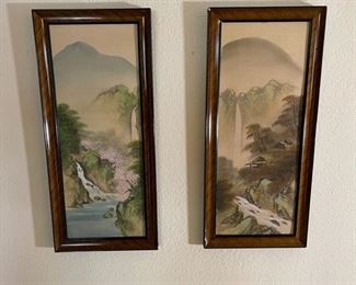 2pc Trade Winds Asian Silk Painting PAIR	22x10in	
