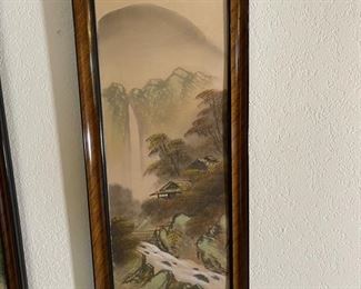 2pc Trade Winds Asian Silk Painting PAIR	22x10in	
