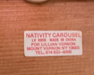 Lillian Vernon Christmas Nativity Carousel Wood in Box	18in H	
