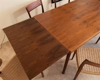 MCM Vejle Stole Danish Modern Rosewood Draw Leaf Expanding Dining Table Mobelfabrik	28.5 in H x 35in W x54.5 to 94 in long
