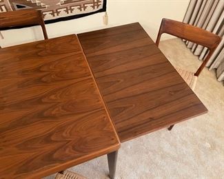 MCM Vejle Stole Danish Modern Rosewood Draw Leaf Expanding Dining Table Mobelfabrik	28.5 in H x 35in W x54.5 to 94 in long
