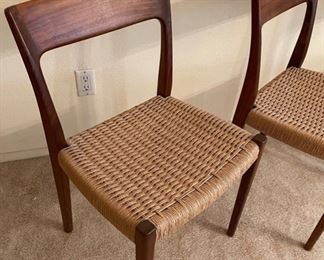 6pc MCM Niels Moller Svegards  Markaryd Teak Wood Chairs Scandinavian	30in.x16in.x18in	HxWxD
