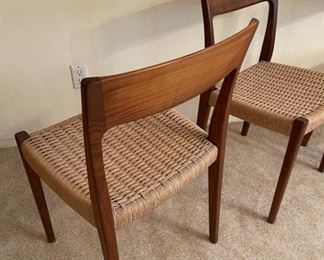 6pc MCM Niels Moller Svegards  Markaryd Teak Wood Chairs Scandinavian	30in.x16in.x18in	HxWxD
