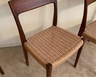 6pc MCM Niels Moller Svegards  Markaryd Teak Wood Chairs Scandinavian	30in.x16in.x18in	HxWxD
