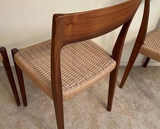 6pc MCM Niels Moller Svegards  Markaryd Teak Wood Chairs Scandinavian	30in.x16in.x18in	HxWxD
