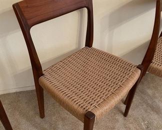 6pc MCM Niels Moller Svegards  Markaryd Teak Wood Chairs Scandinavian	30in.x16in.x18in	HxWxD
