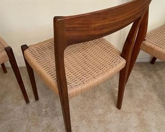 6pc MCM Niels Moller Svegards  Markaryd Teak Wood Chairs Scandinavian	30in.x16in.x18in	HxWxD
