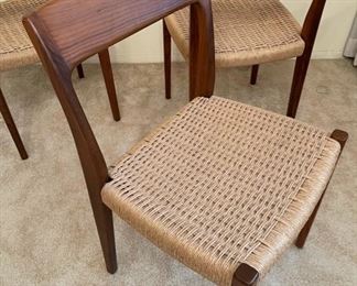 6pc MCM Niels Moller Svegards  Markaryd Teak Wood Chairs Scandinavian	30in.x16in.x18in	HxWxD

