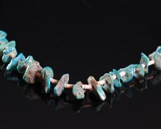 Native American Chunky Turquoise Heishi Necklace Nugget	 27in Long	