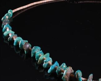 Native American Chunky Turquoise Heishi Necklace Nugget	 27in Long	