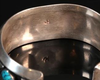 Jimmy Herald Navajo Hopi Silver Overlay & Turquoise Cuff Bracelet Native American Jimmie	6.5in	
