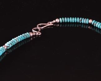 Inuit Whale Bone & Turquoise Necklace Pendant Eskimo Native American	26.5in long	
