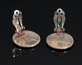 Zuni Inlay Rainbow Dancer Clip-on Earrings Native American	7/8in diameter	
