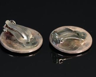 Zuni Inlay Rainbow Dancer Clip-on Earrings Native American	7/8in diameter	
