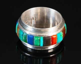 Authentic Hopi Charles Loloma Multistone Silver Ring Native American	SZ: 6.5	
