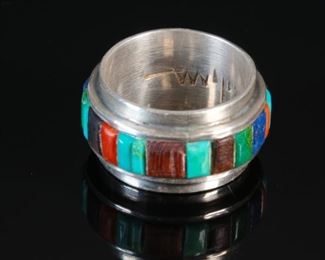 Authentic Hopi Charles Loloma Multistone Silver Ring Native American	SZ: 6.5	
