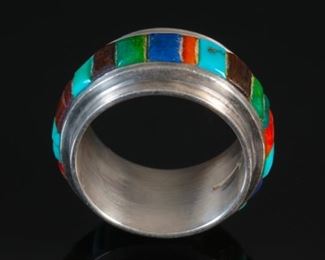 Authentic Hopi Charles Loloma Multistone Silver Ring Native American	SZ: 6.5	
