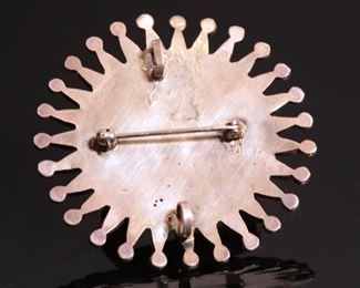 Zuni Silver & Turquoise Petit Point Pendant Brooch Pin	47mm Diameter	
