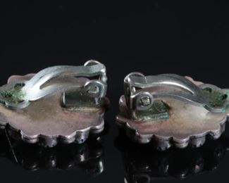 Zuni Silver & Turquoise Petit Point Clip-On earrings	16mm Diameter	
