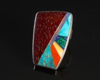 Hopi Duane Maktima Multi Stone Inlay Ring Native American	Sz: 7	

