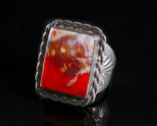 Navajo Bloodstone Ring Native American	Sz: 8.5	

