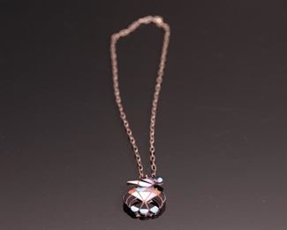 Zuni Multi Stone Inlay Bird Pendant Necklace Native American Silver	36x24mm  18in Long	
