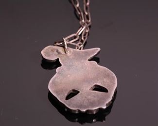 Zuni Multi Stone Inlay Bird Pendant Necklace Native American Silver	36x24mm  18in Long	
