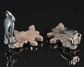 Zuni Multi Stone Inlay Bird Clip-On Earrings  Native American Silver	20x15mm	
