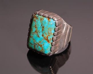 J Calabasas Turquoise & Silver Ring Native American	Sz: 9	
