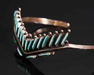 Navajo Abraham Begay Petit Point Silver & Turquoise Bracelet	Sz: 6	
