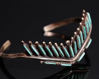 Navajo Abraham Begay Petit Point Silver & Turquoise Bracelet	Sz: 6	
