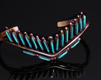 Navajo Abraham Begay Petit Point Silver & Turquoise Bracelet	Sz: 6	
