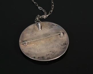 Zuni Dennis & Nancy Edaakie Multi Ston Inlay Blue Jay Brooch Pendant pin Native American	58mm Diameter  24in Long	
